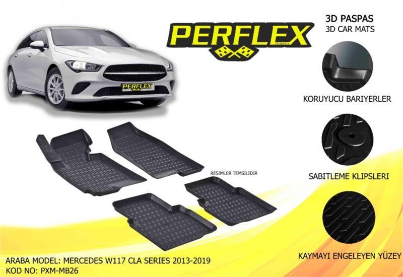 MERCEDES HAVUZLU PASPAS 3D X-MAT SIYAH CLA-CLASS C117 13>19