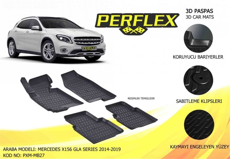 MERCEDES HAVUZLU PASPAS 3D X-MAT SIYAH GLA-CLASS X156 14>19