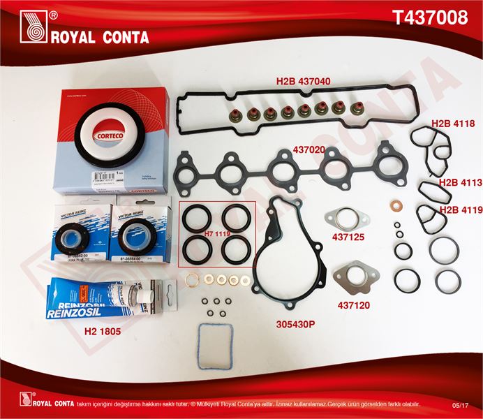 FORD MOTOR TAKIM CONTA (ALT / UST FULL) REINZ KECELI SUBAP LASTIKLI S,K,C HARIC P107 P206 P307 NEMO BIPPE