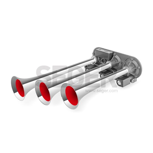 UNIVERSAL TRUCK KORNA HAVALI UC BORULU 8 SES KOMBINASYONLU 24V MEHTER KROM