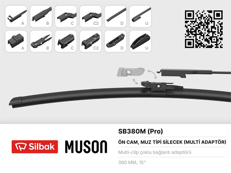 MERCEDES SILECEK SUPURGESI MUZ TIPI GRAFITLI 380mm 6 APARATLI