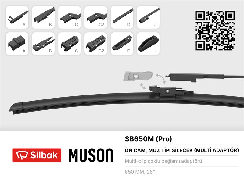 UNIVERSAL SILECEK SUPURGESI MUZ TIPI GRAFITLI 650mm 6 APARATLI
