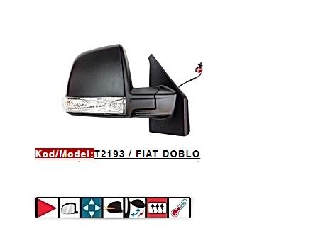 FIAT DIS DIKIZ AYNASI SAG TEK CAMLI ELEKTRIKLI REZISTANSLI DESENLI KAPAK OTOMATIK KATLANIR DOBLO III 10>