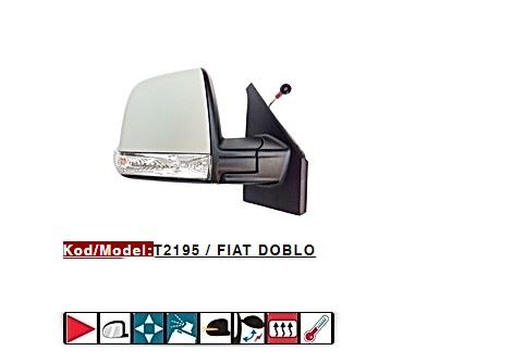 FIAT DIS DIKIZ AYNASI CIFT CAMLI ELEKTRIKLI REZISTANSLI ASTARLI KAPAK OTOMATIK KATLANIR SAG DOBLO III 10>