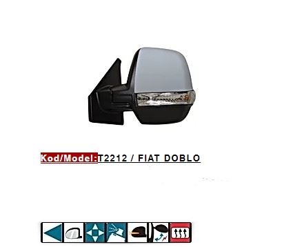 FIAT DIS DIKIZ AYNASI SOL CIFT CAMLI ELEKTRIKLI REZISTANSLI ASTARLI KAPAK OTOMATIK KATLANIR DOBLO III PRA