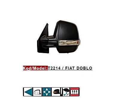 FIAT DIS DIKIZ AYNASI SOL CIFT CAMLI ELEKTRIKLI REZISTANSLI DESENLI KAPAK OTOMATIK KATLANIR DOBLO III PRA