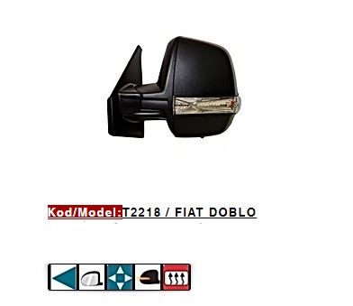 FIAT DIS DIKIZ AYNASI SOL CIFT CAMLI ELEKTRIKLI REZISTANSLI DESENLI KAPAK OTOMATIK KATLANIR DOBLO III PRA