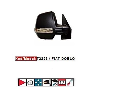 FIAT DIS DIKIZ AYNASI SAG CIFT CAMLI ELEKTRIKLI REZISTANSLI DESENLI KAPAK OTOMATIK KATLANIR DOBLO III PRA