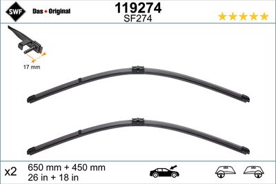 BMW SILECEK SUPURGESI (SWF) RUZGARLIKLI FLAT (650mm-450mm) BMW F10 F01 F07