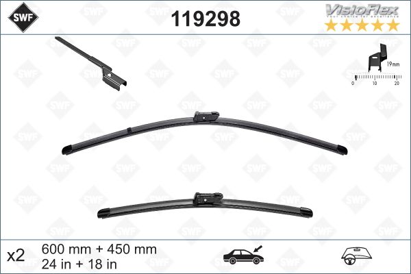 FIAT SILECEK SUPURGESI 600 / 450mm BRAVO 07> CEED HYUNDAI I30 (SWF)