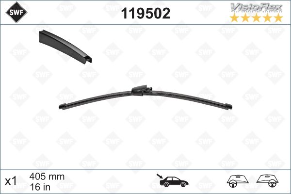 VAG SILECEK SUPURGESI 405mm (MUZ TIP) ARKA OCTAVIA II 04>CADDY 04>TRANSPORTER T5 03>TOURAN 03>