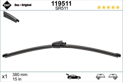 BMW SILECEK SUPURGESI ARKA (X1) 380mm MUZ TIP BMW X5 XC60 XC90 (SWF)