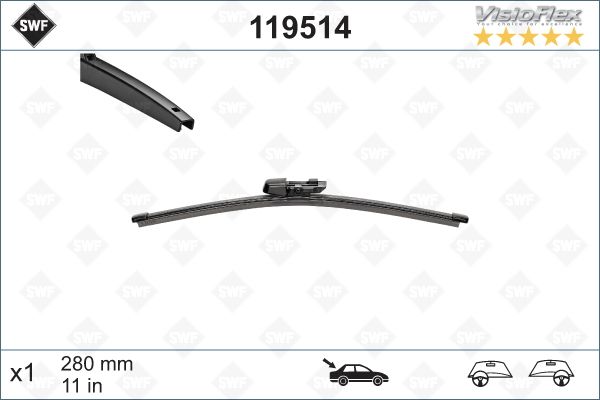 VAG SILECEK SUPURGESI ARKA (X1) 285mm MUZ TIP GOLF VI POLO VI (SWF)