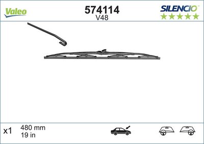 OPEL SILECEK SUPURGESI 480mm GOLF VECTRA FIESTA (YT) / (480) – VALEO 574114