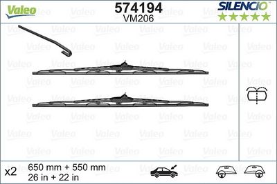 MERCEDES SILECEK SUPURGESI TK. ON. (650mm/550mm) V-CLASS 638/2 99>03 VITO 638 97>03 – VALEO 574194