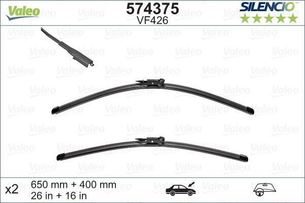 OPEL SILECEK SUPURGESI FLAT BLADE (x2) 650 / 400mm CORSA D 06>