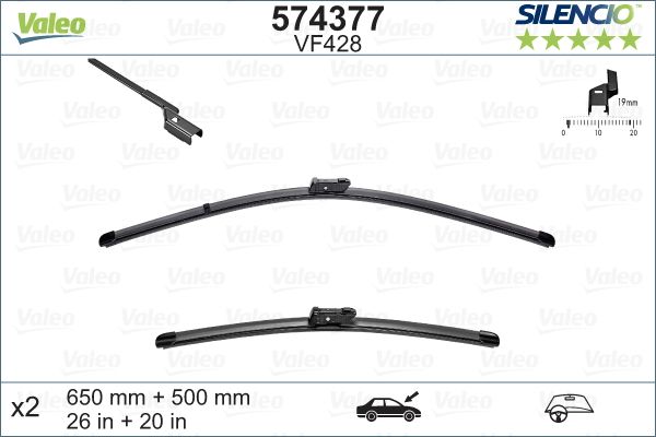 VOLVO SILECEK SUPURGESI FLAT BLADE (x2) 650 / 500mm TOGG T10X T10F VOLVO C30 / S40 / V50 / S60 / S80