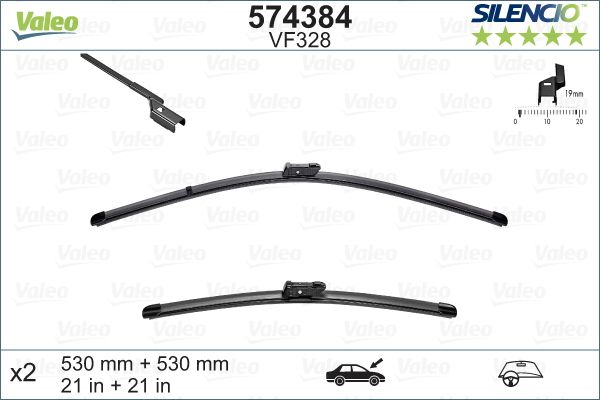 VAG VALEO SILENCIO X TRM FLAT BLADE VM328 (X2) / (530+530 MM) SKODA FABIA 2