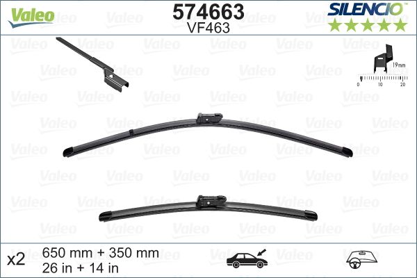 HYUNDAI SILECEK SUPURGESI FLAT BLADE (X2) IX20 (650+350)