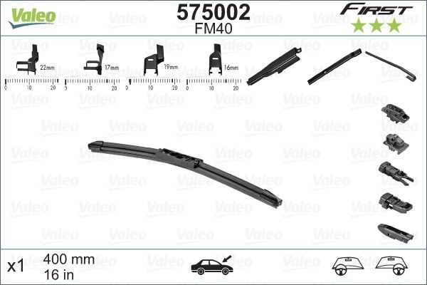 FORD SILECEK SUPURGESI 400MM (ADET) / (FIRST) MULTICONNECTION VFB40 (MUZ TIPI APARATLI) / (4 APARATLI) 16