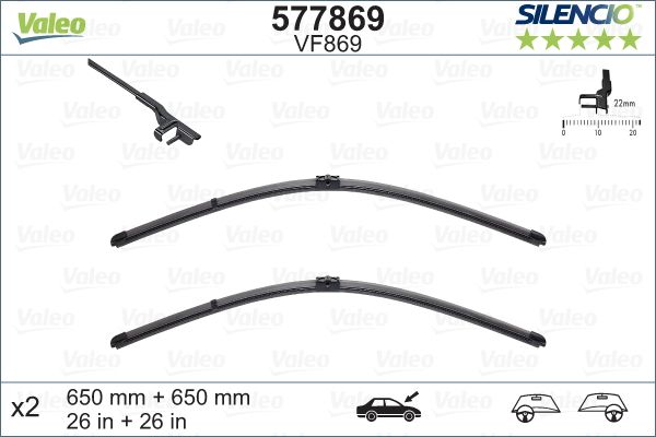 PSA SILECEK SUPURGESI ON MUZ TIP (650MM+650MM) HF65 (HYDROCONNECT COKLU BAGLANTI) / (X2)