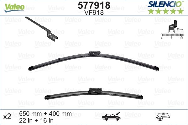 FORD SILECEK SUPURGESI ECOPORT 14> Silencio X-TRM Flat Blade (X2) (550+400 mm) FORD KA+ – VALEO 577918