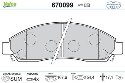 ISUZU TICARI ON FREN DISK BALATASI ISUZU D-MAX 4X2 4X4 04>10 – VALEO 670099