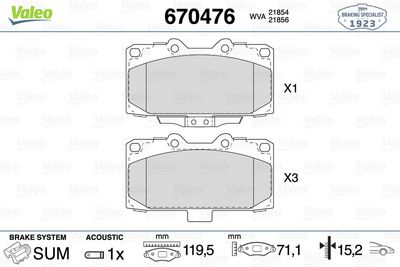 NISSAN DISK FREN BALATASI (ÖN) NISSAN 200SX 2.0 10.93 – 12.99 SUBARU IMPREZA ESTATE/WAGON (PLUS) 2.0 TURBO – VALEO 670476