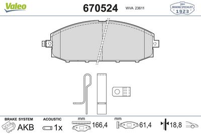 NISSAN DISK FREN BALATASI (ÖN) NISSAN PATROL GR 2.8D/3.0D 06/97-03/10 – VALEO 670524