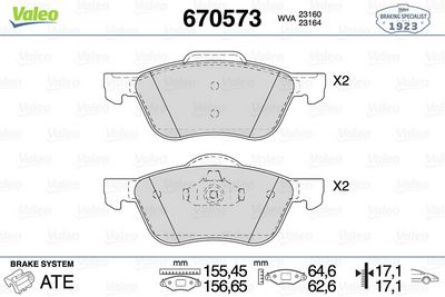NISSAN DISK FREN BALATASI (ÖN) NISSAN PRIMERA 2.0 06/96 – 07/02 NISSAN PRIMERA ESTATE/WAGON 2.0 04/98 – 12/ – VALEO 670573