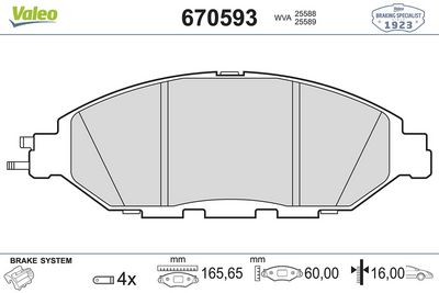 NISSAN DISK FREN BALATASI (ON) INFINITI JX35 3.5 11/12> INFINITI QX60 3.5 10/13> NISSAN MURANO 3.5 01/16> N – VALEO 670593