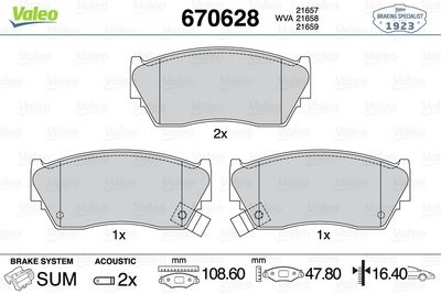 NISSAN DISK FREN BALATASI (ÖN) NISSAN 100NX 1.6/2.0 10/90-07/96 NISSAN SUNNY 1.4/1.6/2.0D 08/90-06/95 NISSA – VALEO 670628