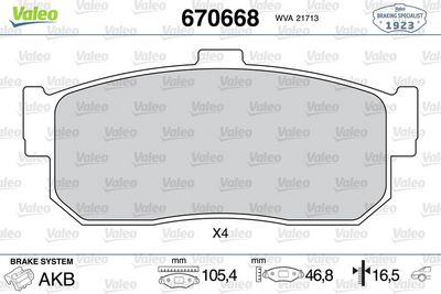 NISSAN FREN BALATASI ARKA NISSAN ALMERA 1995 2000 MAXIMA 2000 2003 (ABS LI ARACLAR ICIN) – VALEO 670668