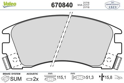 NISSAN DISK FREN BALATASI (ON) NISSAN CUBIC (SUNNY QBIC) 1.7D 11/91-12/94 NISSAN SUNNY ESTATE/WAGON 1.6/2.0 – VALEO 670840