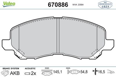 CHRYSLER DISK FREN BALATASI (ÖN) CHRYSLER (USA) Sebring 2.0/2.4/2.7/3.5/2.0D 10/06-05/11 CITROEN C4 Aircross
