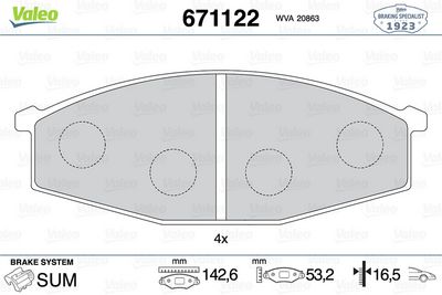 NISSAN DISK FREN BALATASI (ÖN) NISSAN CABSTAR 2.3D/2.5D 12/81-07/95 NISSAN PATROL GR 2.8D/4.2D 08/87-03/98 – VALEO 671122