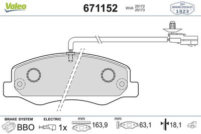 NISSAN DISK FREN BALATASI (ARKA) NISSAN NV400 2.3D 11/11> OPEL MOVANO 2.3D 05/10> RENAULT MASTER T33 2.3D 0 – VALEO 671152