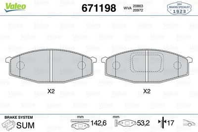 NISSAN DISK FREN BALATASI (ÖN) NISSAN PATROL 160/260/R160 01.83 – 04.01 – VALEO 671198
