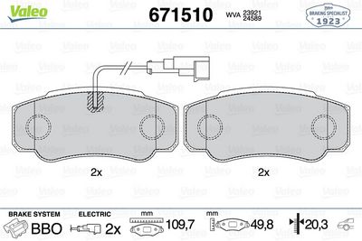 NISSAN DISK FREN BALATASI (ARKA) NISSAN CABSTAR 2.5D/3.0D 09/06> RENAULT TRUCKS MAXITY 110.28 2.5D 12/06> R – VALEO 671510