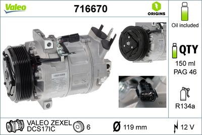 NISSAN KOMPRESÖR NISSAN X-TRAIL 2.0,QASHQAI 2.0 CN, PRIMASTAR NISSENS 89608 – VALEO 716670