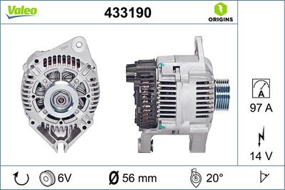 ALTERNATÖR 12V 97A CITROËN C4 II PEUGEOT 405 II 306 BOXER FIAT DUCATO 106 II JUMPER 308 I – VL433190