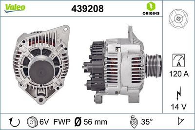 ALTERNATÖR 12V 120A VOLVO S40 I VOLVO V40 RENAULT MEGANE SCENIC  MEGANE I LAGUNA I  ESPACE III SCÉNI C I MPV – VL439208