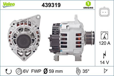 ALTERNATÖR 12V 120A RENAULT MEGANE I  LAGUNA I  ESPACE III VOLVO S40 I KANGOO SCÉNIC I – VL439319