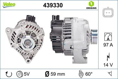 ALTERNATÖR 12V 97A PEUGEOT 306 CITROËN SAXO BERLINGO 106 II PARTNER 206 SAXO – VL439330