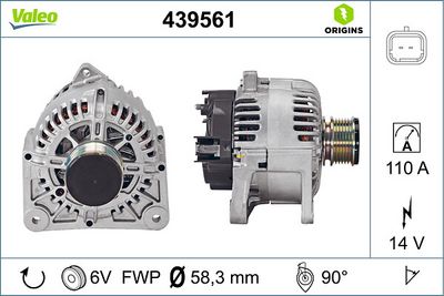 ALTERNATÖR 12V 110A RENAULT KANGOO TWINGO II DUSTER SANDERO LOGAN CLIO II-III THALIA I-II MEGANE II  MICRA III – VL439561