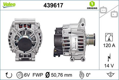 ALTERNATÖR 12V 120A CITROËN C4 PEUGEOT 508 I C5 III 308 PARTNER 208 I 207 5008 C3 II BERLINGO – VL439617