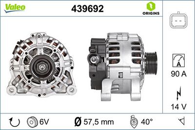ALTERNATÖR 12V 90A CITROËN BERLINGO XSARA PEUGEOT PARTNER 206 307 C5 I-II-III C4 I NEMO BIPPER FIAT  QUBO – VL439692