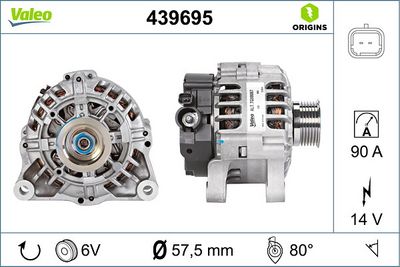 ALTERNATÖR 12V 90A CITROËN C3 I (FC_, FN_) JUMPER  C1 (PM_, PN_)PEUGEOT 107 (PM_, PN_)TOYOTA AYGO (_ B1_) – VL439695