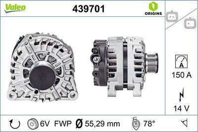 ALTERNATÖR 12V 150A CITROËN C4 II PEUGEOT 508 I 5008 C3 BERLINGO 208 I PARTNER 308 407 207 C5 III  3 008 C-ELYSEE 301 2008 – VL439701