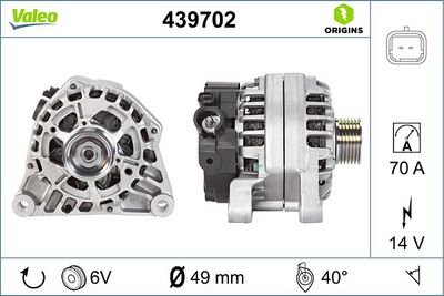ALTERNATÖR 12V (70A) PEUGEOT 206-P307 CITROEN C-ELYSEE-P301-C3-C2-C4-C5-C5 II-C5 III-P407 – VL439702